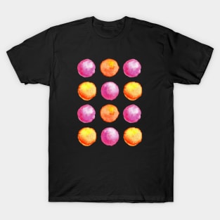 Juicy Watercolor Pink And Orange Spheres Pattern T-Shirt